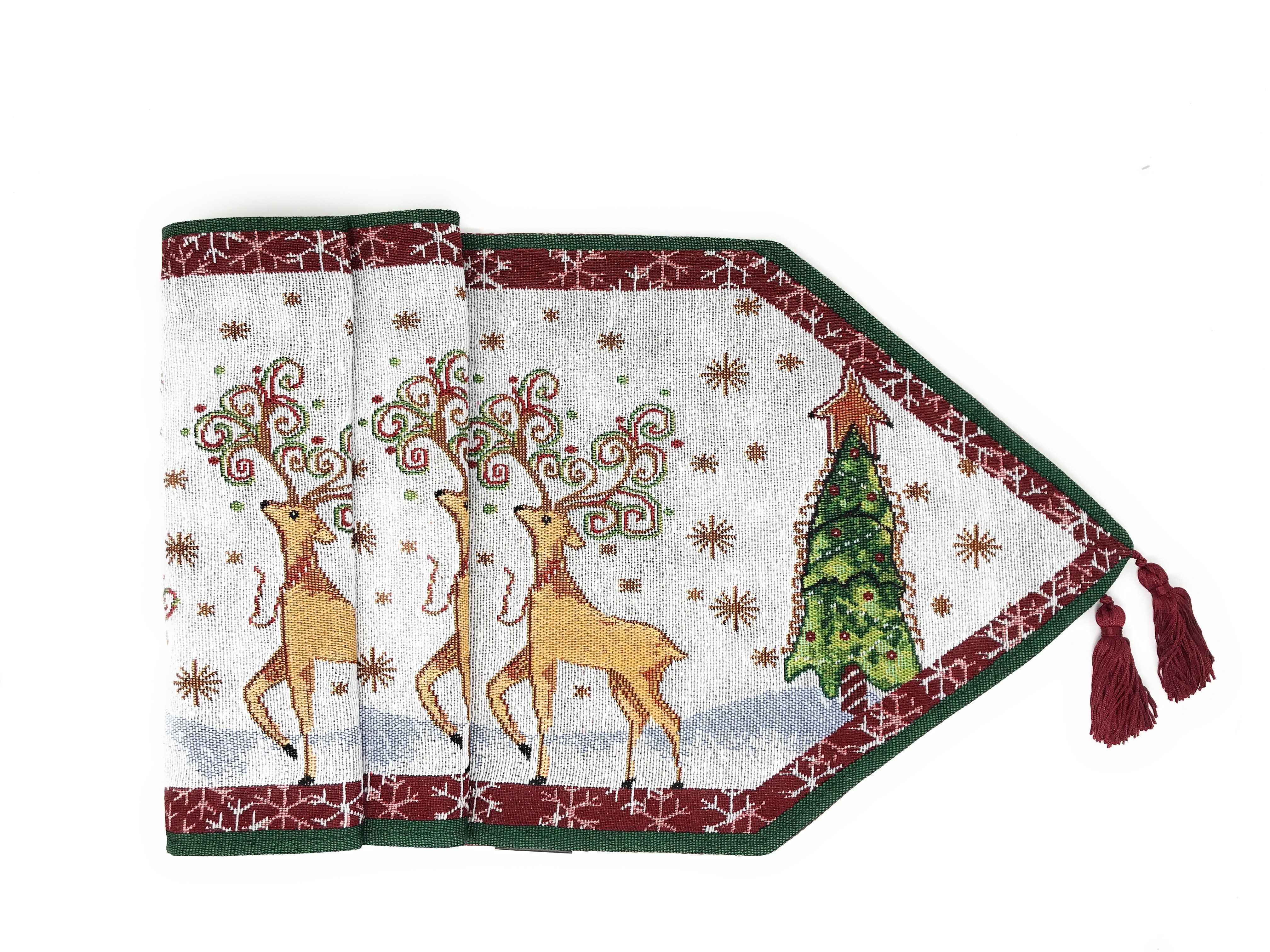 Tache Winter Forest Reindeer Vintage Holiday Woven Tapestry Table Runners (9192TR)